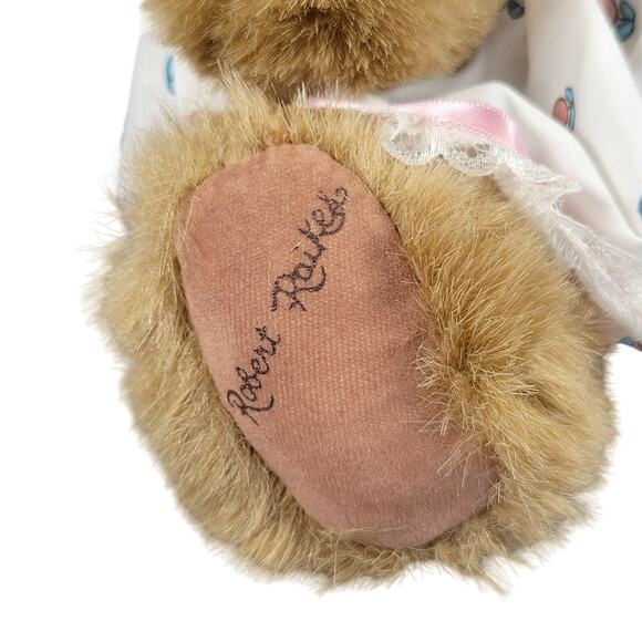 Applause Plush Bunny 12" Vintage 1985 Rakes Wood Face Lace Dress Collectible - Picture 4 of 16